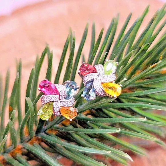 Nature Tourmalines Gemstone Windwill  925 Jewelry 4pcs Set - Picture 10 of 10